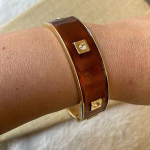 Hinged Enameled Bracelet with‎ Crystal Accents